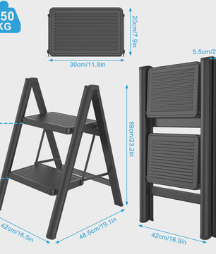 Opvouwbare Steekladder met Optionele Handgreep - 2/3/4 Treden, 250kg Belastbaar