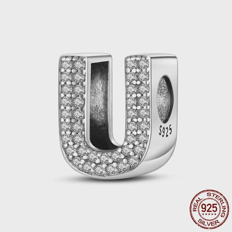 925 Sterling Zilver Letter Bedels A-Z met Zirkonia - Personaliseer je Armband