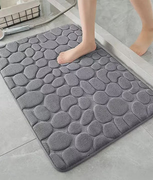 Antislip Badmat met 3D Steen Design - Absorberend & Sneldrogend