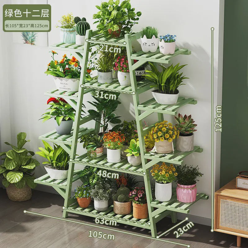 Houten Bloemenstandaard Multi-laags Balkon Plantenrek Woonkamer