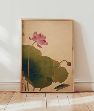 Japanse Kraanvogel Poster - Vintage Ukiyo-e Muurkunst met Rode Zon en Pijnboom