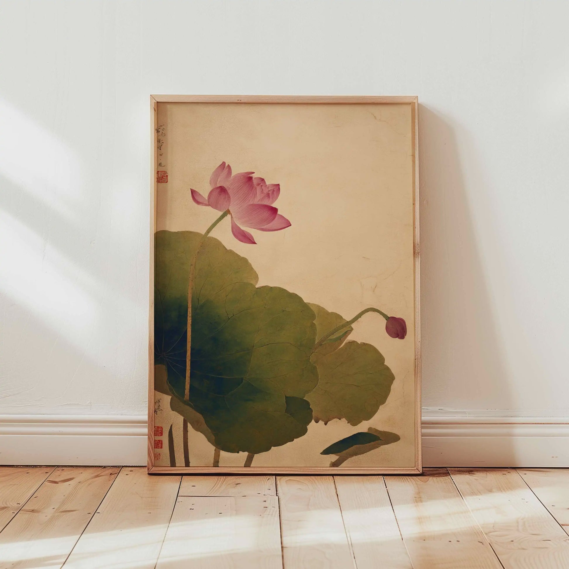 Japanse Kraanvogel Poster - Vintage Ukiyo-e Muurkunst met Rode Zon en Pijnboom