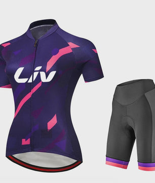 LIV Dames Fietsset Zomer - Korte Mouwen Jersey & Bibshort - Sneldrogend