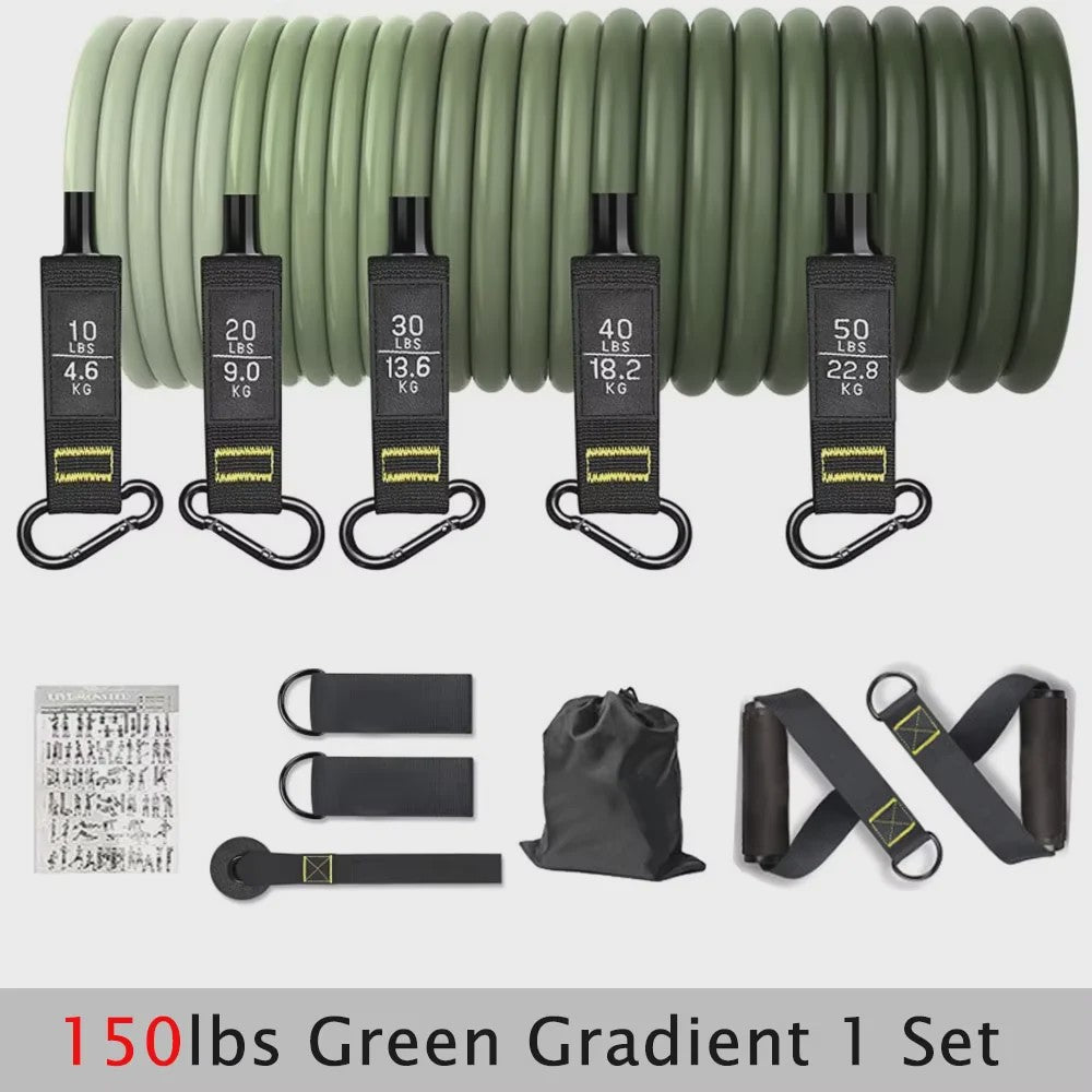 Professionele Weerstandsbanden Set (20-200 LBS) voor Krachttraining Thuis, Gym & Fitness