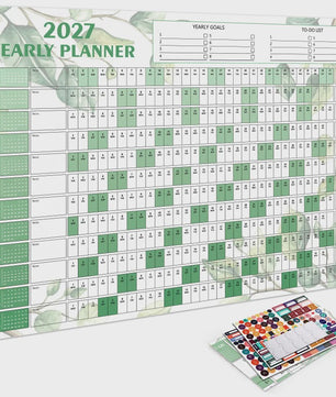 2027 Jaarplanner Kalender - Creatieve Wandkalender & Planner met Stickers