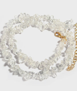 Unieke Natuursteen Choker Ketting - Onregelmatige Kristal & Aquamarijn Chips