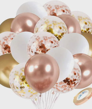 30 Stuks Chrome Latex Ballonnen Mix: Wit, Roze & Blauw - Feestdecoratie