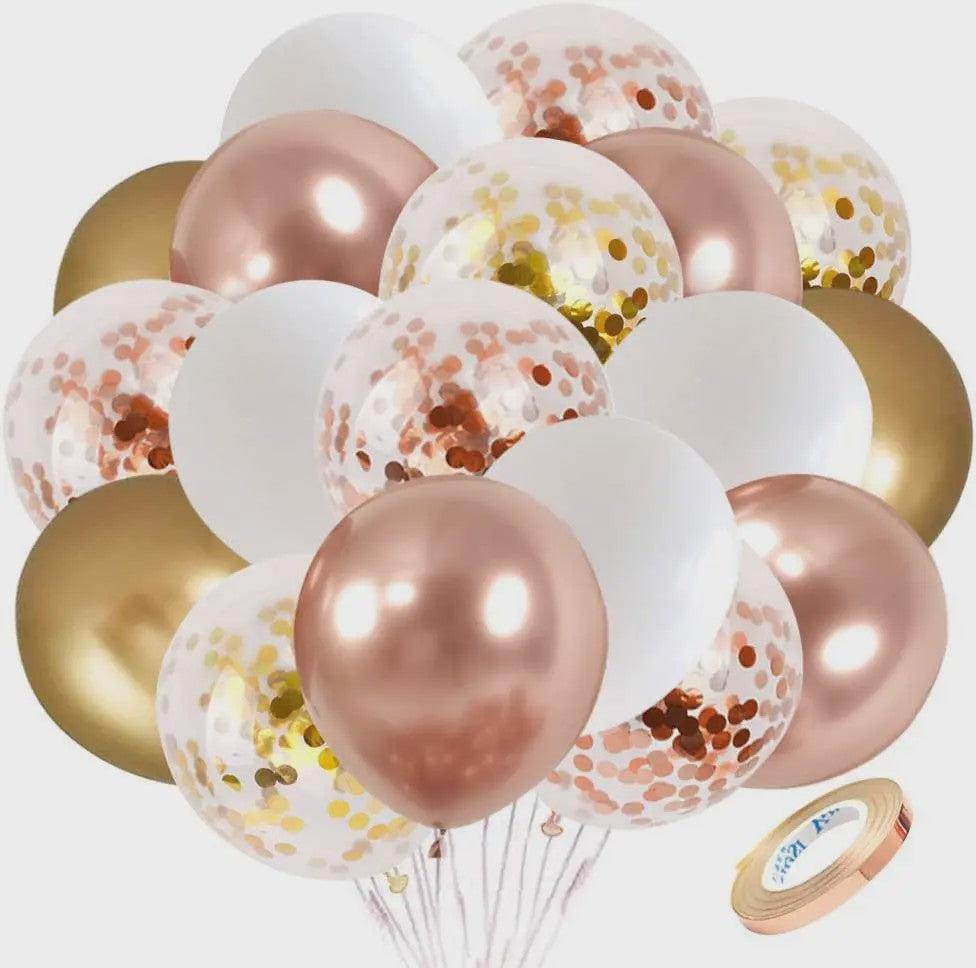 30 Stuks Chrome Latex Ballonnen Mix: Wit, Roze & Blauw - Feestdecoratie