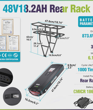 Varstrom E-bike Batterij 36V/48V/52V - Krachtige Lithium Accu met 40A BMS & Lange Levensduur