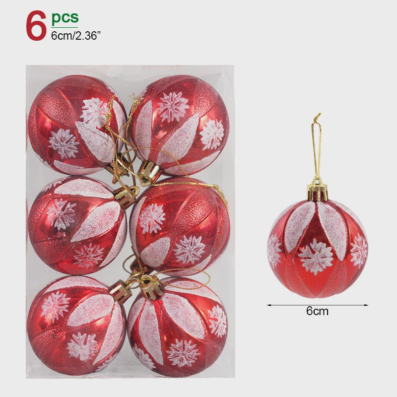 Set van 6 Kerstballen - 6cm Diameter - Decoratieve Kerstboom Hangers
