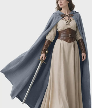 Middeleeuwse Kapmantel van Linnen - Renaissance Cape met Capuchon voor Cosplay & LARP