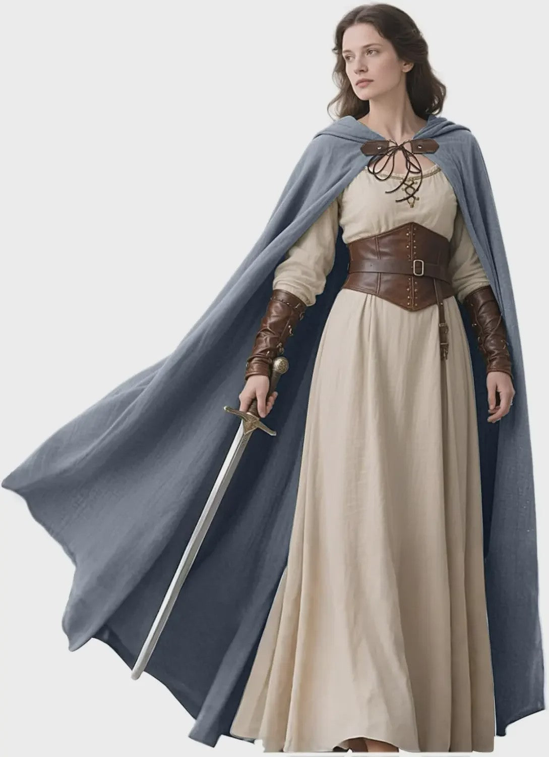 Middeleeuwse Kapmantel van Linnen - Renaissance Cape met Capuchon voor Cosplay & LARP