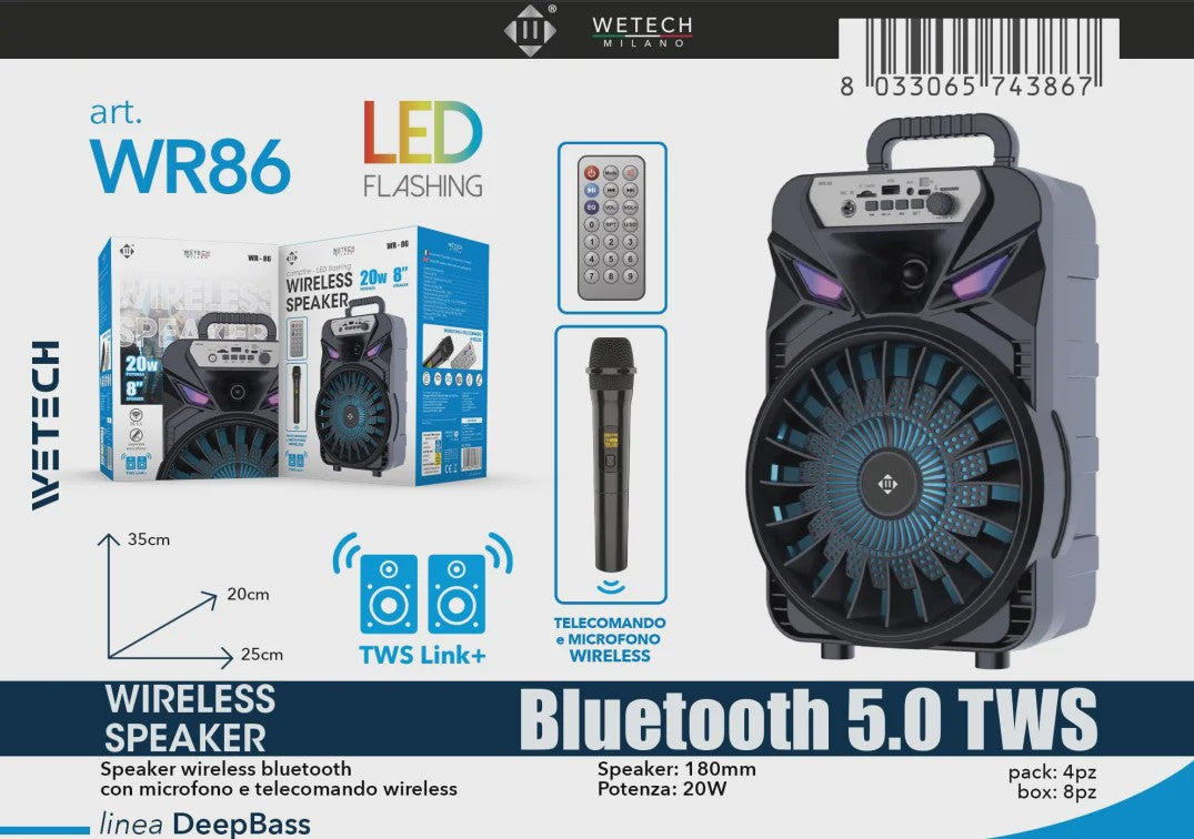 Draagbare Karaoke Bluetooth Speaker met LED, Draadloze Microfoon & Afstandsbediening - Perfect voor Outdoor Feesten