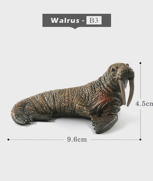 Miniatuur Zeedieren Figuren Set: Orka, Haai, Walrus, Zeeleeuw, Schildpad & Dolfijn