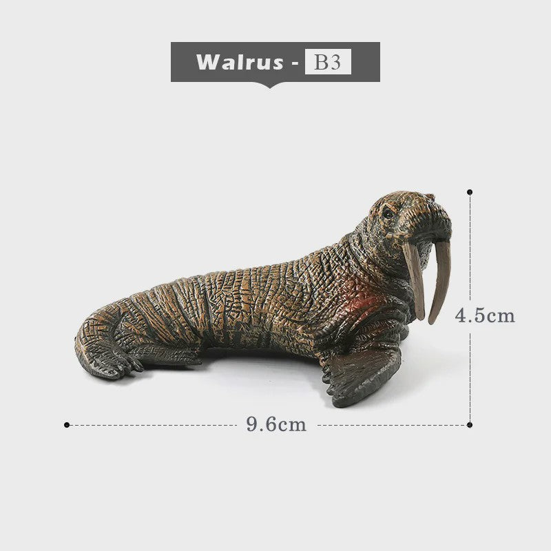 Miniatuur Zeedieren Figuren Set: Orka, Haai, Walrus, Zeeleeuw, Schildpad & Dolfijn