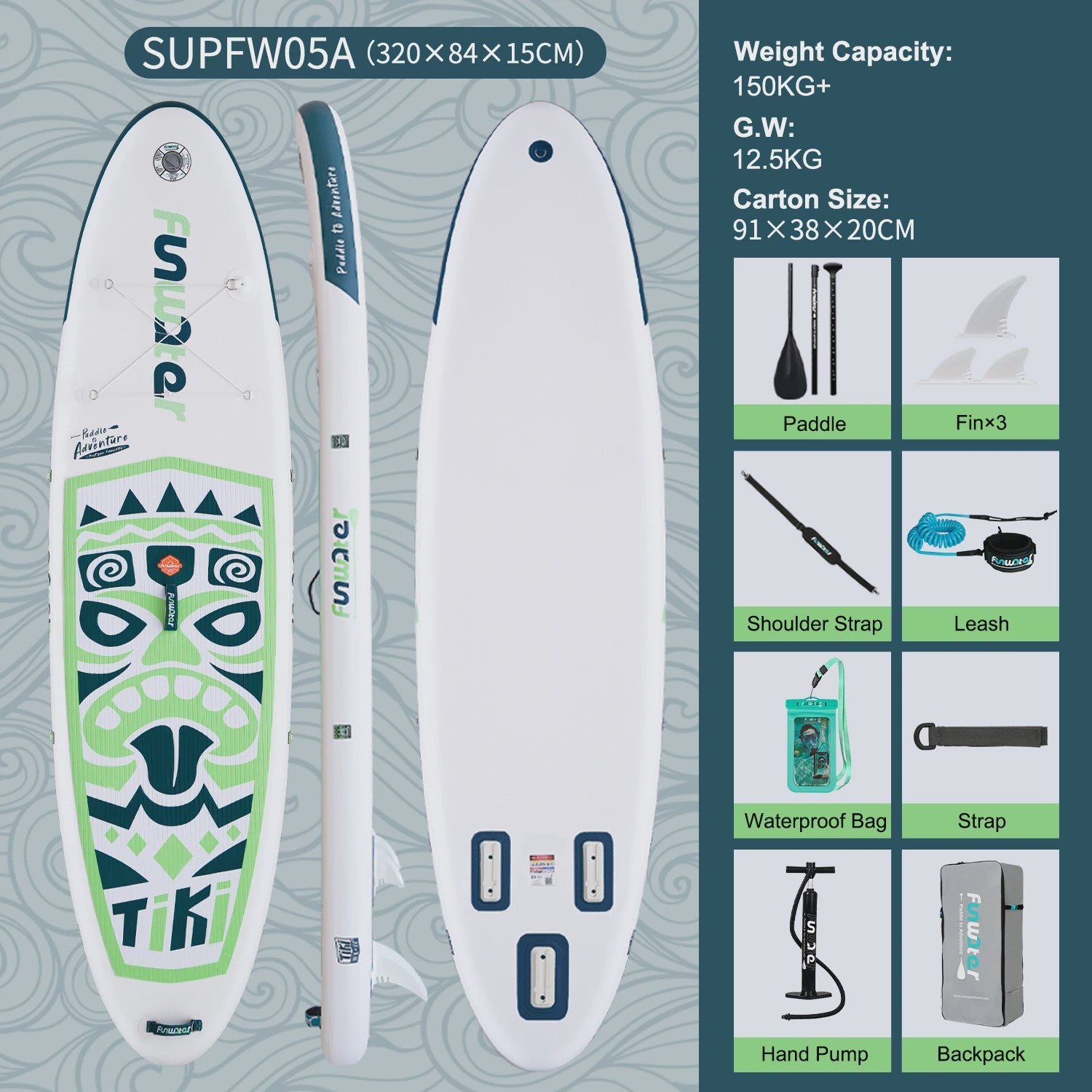 Opblaasbaar SUP Board 320-350cm met Complete Accessoireset - Ideaal voor Volwassenen