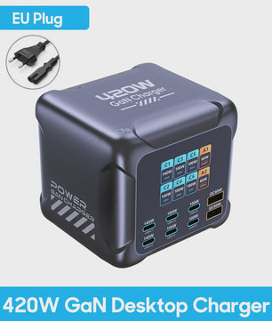 420W GaN Snellader met PD3.1: 140W USB-C Laadstation voor Laptops, Smartphones & Meer