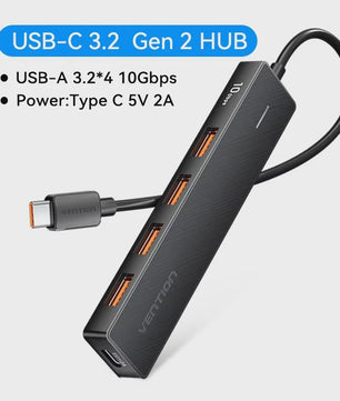 Vention 5-Poorts USB 3.2 Gen2 Hub met 10Gbps Snelheid - USB-A & Type-C Multiport Adapter