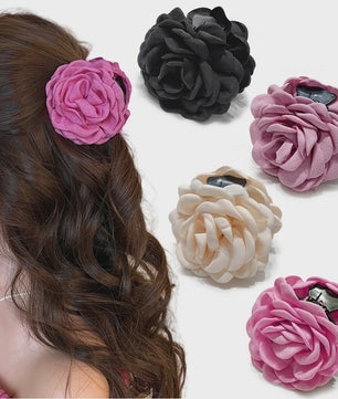 Bloem Haarclip Dames - Katoen Stof Rozen Klip - Medium Maat - Koreaanse Stijl Haarsieraad