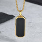 Stijlvolle RVS Hanger met Zwart Emaille - Geometric Dog Tag Ketting voor Mannen