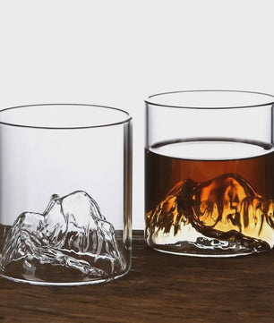 Set van 2 Whiskeyglazen met 3D Berg Design - Kristalhelder & Uniek