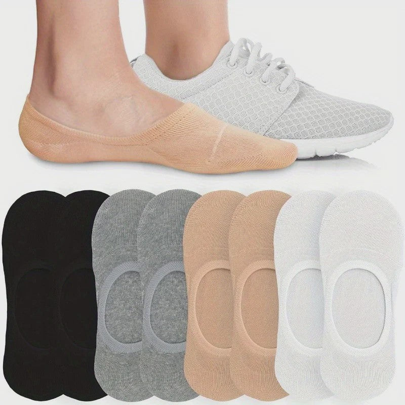 6/8 Paar Invisible Sokken Dames - Ademend Katoen, Antislip & Dunne Sneakersokken