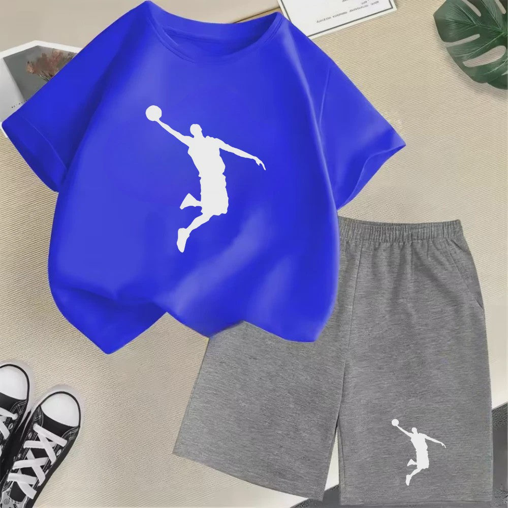 Kinder T-shirt en Short Set - Zomer Sportieve Mode met Grafische Print