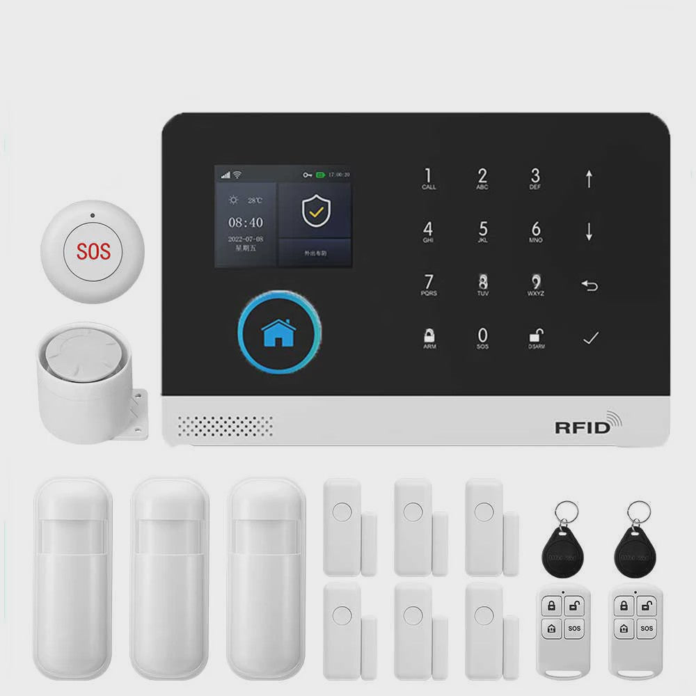 Slim Beveiligingssysteem voor Thuis: WIFI/GSM Alarm met Deur- en Bewegingssensoren, Tuya & Alexa Compatibel