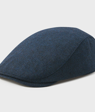 Heren Visgraat Wolmix Flat Cap - Stijlvolle Newsboy & Gatsby Pet voor Winter & Outdoor