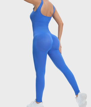 Dames Shapewear Jumpsuit met Ingebouwde BH - Bodycon, Vierkante Hals, Mouwloos & Ribbel Design