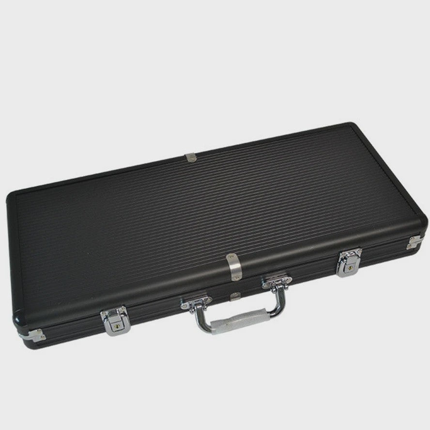 Aluminium Poker Chip Koffer - Zwart/Zilver - 100-500 Chips