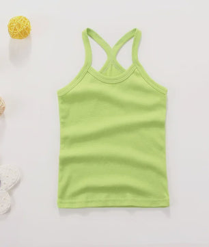 Zomers Katoenen Meisjes Hemdje Mouwloos Effen Kleur T-shirt Casual Kleding 2-12 Jaar
