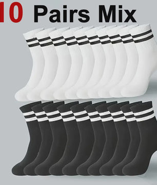 10/20 Paar Gestreept Casual Sokken Heren Dames - Ademend, Geurbestendig & Zweetabsorberend