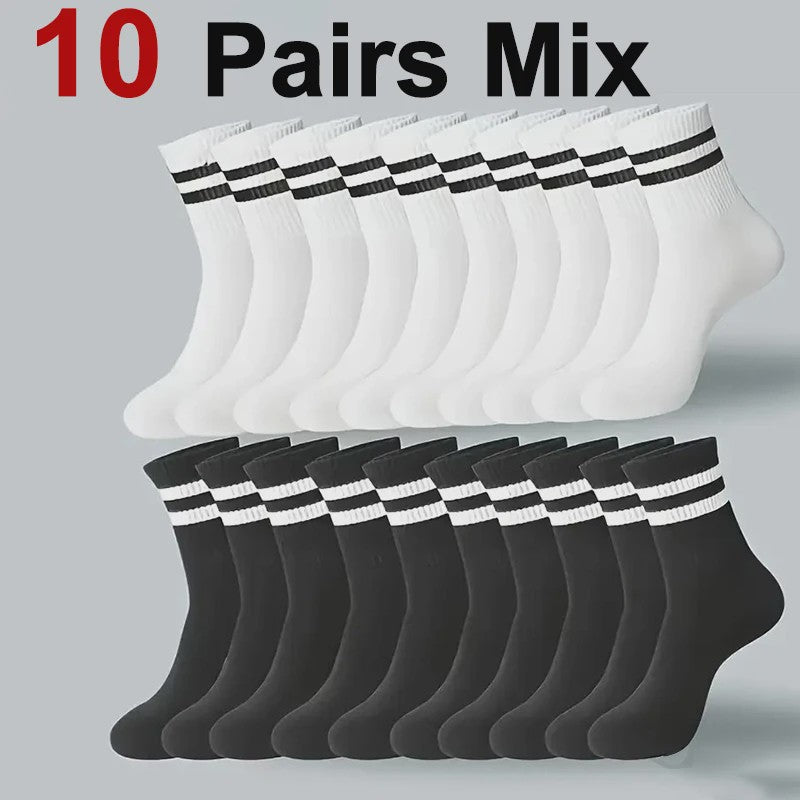 10/20 Paar Gestreept Casual Sokken Heren Dames - Ademend, Geurbestendig & Zweetabsorberend