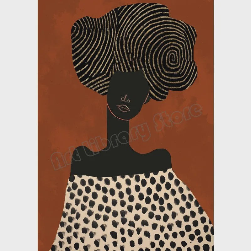 Abstract Afrikaanse Vrouwen Poster Canvas Schilderij - Etnisch Hedendaags Woondecoratie