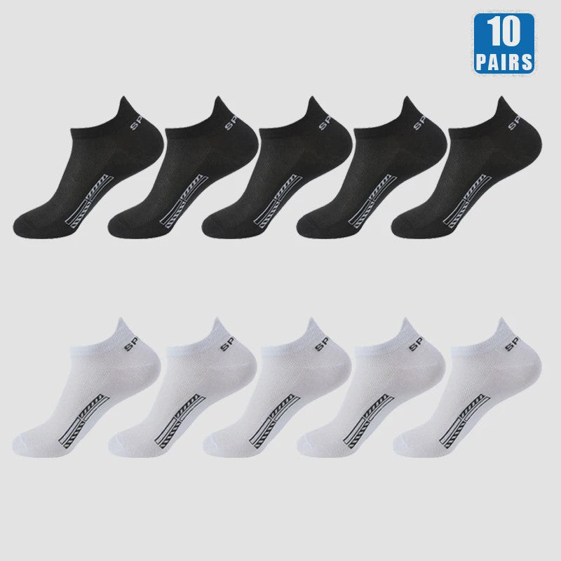 5/10 Paar Katoenen Sneakersokken Heren & Dames - Ademend Mesh & Comfortabel