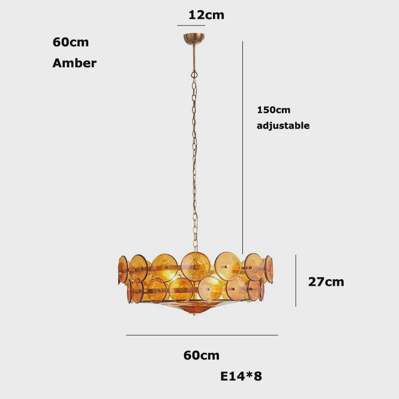 Lorenzo Design Kroonluchter - Italiaans Amber & Groen Art Glass, Bauhaus Stijl