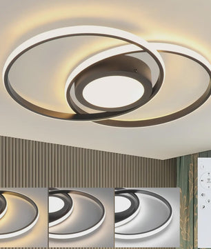 Moderne Zwarte LED Plafondlamp 48W Dimbare met Afstandsbediening & Kleurtemperatuur 3000K-6500K