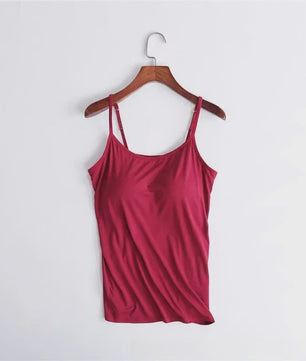 Dames Top met Ingebouwde Beha - Comfortabele Camisole Tanktop met Verstelbare Bandjes