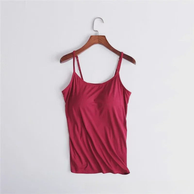 Dames Top met Ingebouwde Beha - Comfortabele Camisole Tanktop met Verstelbare Bandjes
