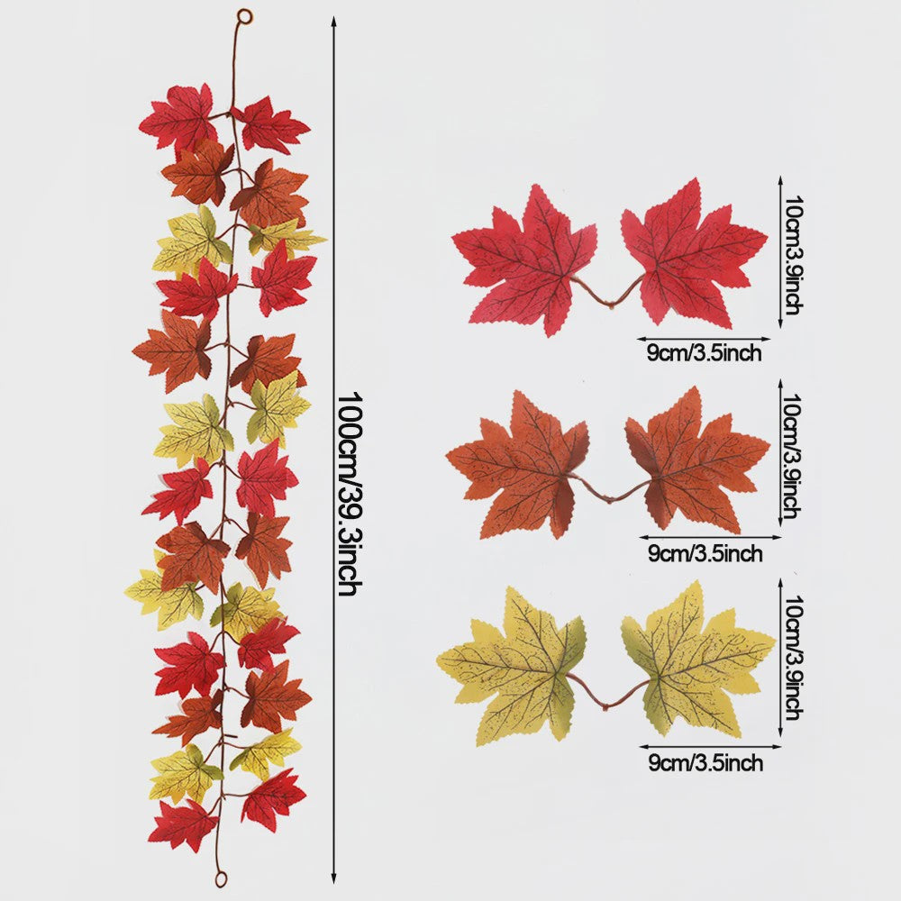 Herfst Slinger met Maple Bladeren - Kunstblad Slinger voor Thanksgiving, Halloween & Feestdecoratie