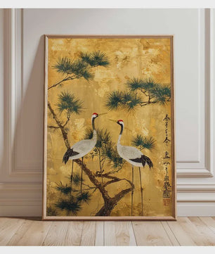 Elegante Japanse Kraanvogels Poster - Aziatische Wanddecoratie op Canvas