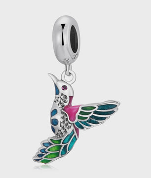WOSTU 925 Sterling Zilver Papegaai Bedel met Roze Emaille & Kristallen - DIY Sieraden