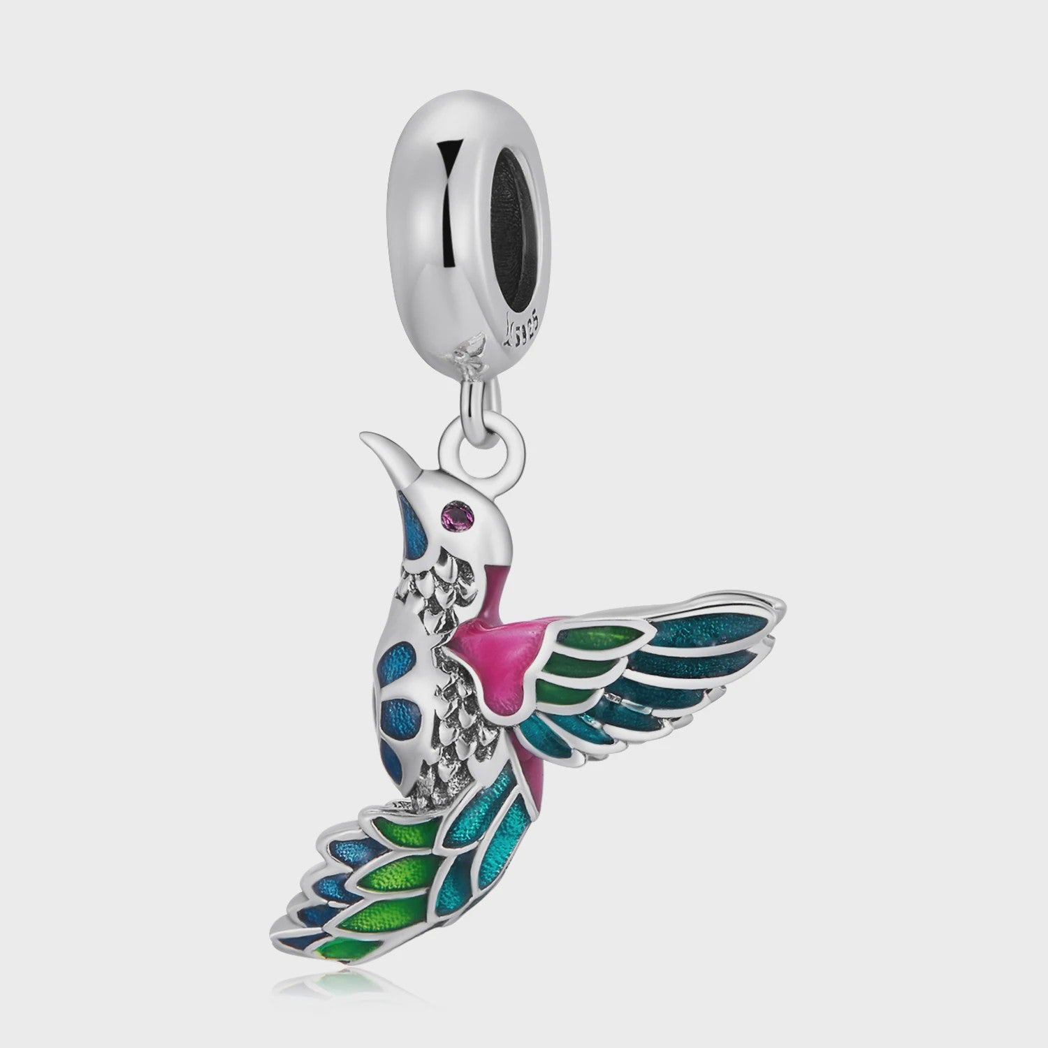 WOSTU 925 Sterling Zilver Papegaai Bedel met Roze Emaille & Kristallen - DIY Sieraden