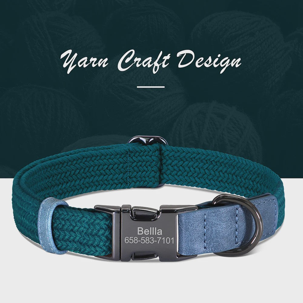 Gepersonaliseerde Hondenhalsband met Naam Gravering - Duurzaam Nylon, Verstelbaar voor Kleine tot Grote Honden
