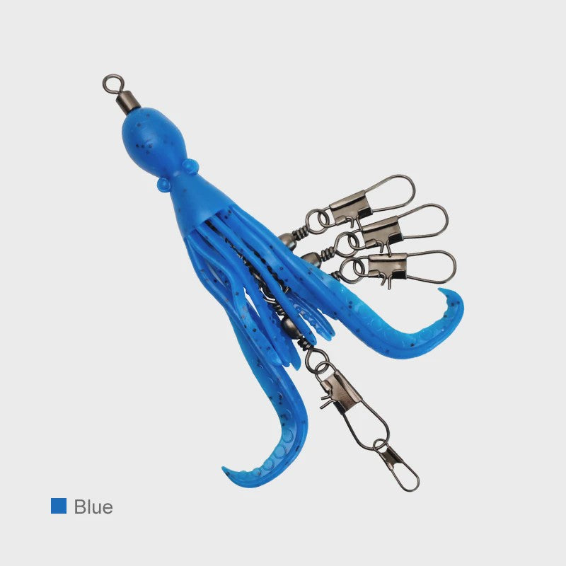 Set van 2 Siliconen Octopus Vishaas Connectoren met Swivels en Haken