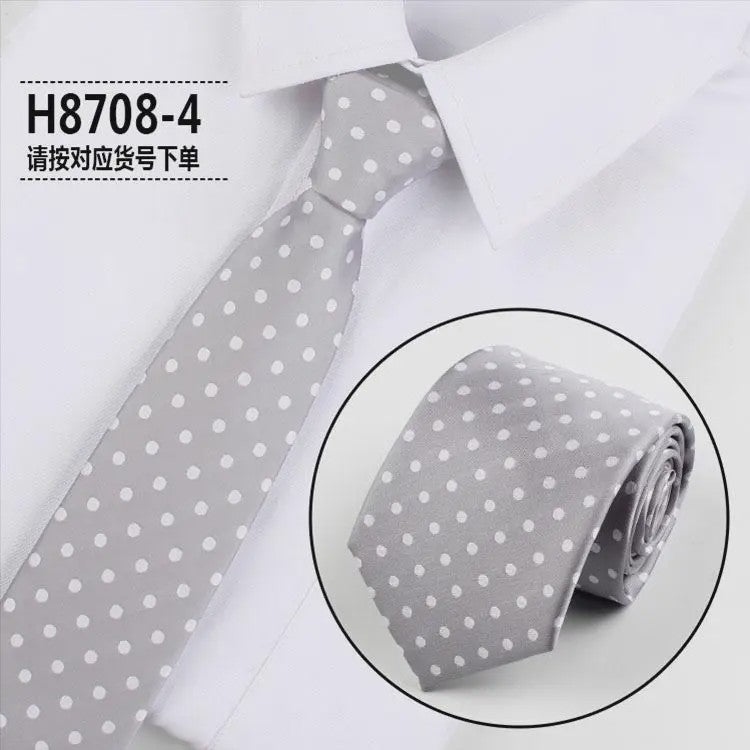 Skinny Polka Dot Stropdas voor Heren - 8cm Slim Polyester Jacquard
