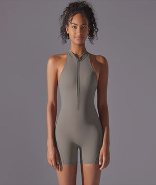 Strakke Sport Jumpsuit met Open Rug - Yoga, Fitness & Hardlopen