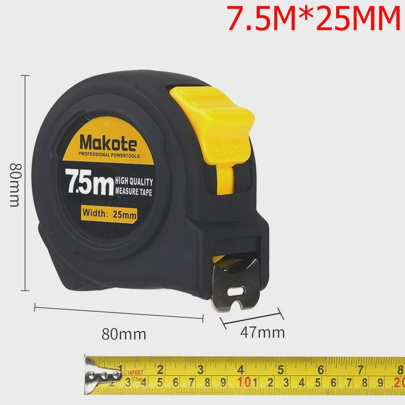 Precisie Rolmaat 3M/5M/7.5M/10M - Slijtvast Rubberized Staal met Intrekbare Band