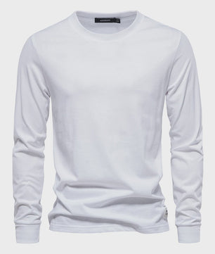 AIOPESON Heren Basic Longsleeve T-shirt - Katoen, Ronde Hals, Effen Kleur